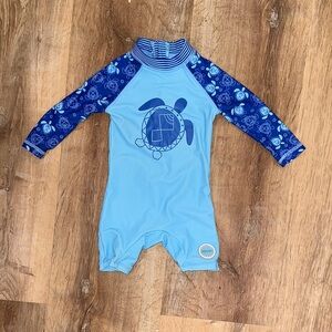 Blue Kids Swimwear with Turtle Design